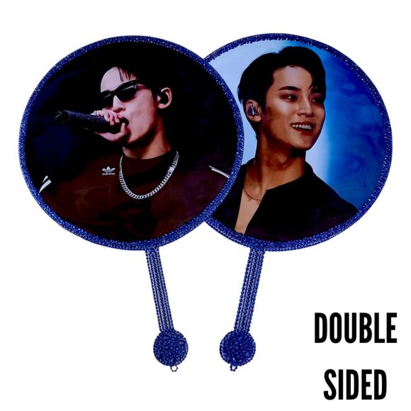 Rhinestone Handmade SEVENTEEN Kim Mingyu Handheld Picket Fan Sign (Double Sided) - Picture 1 of 4